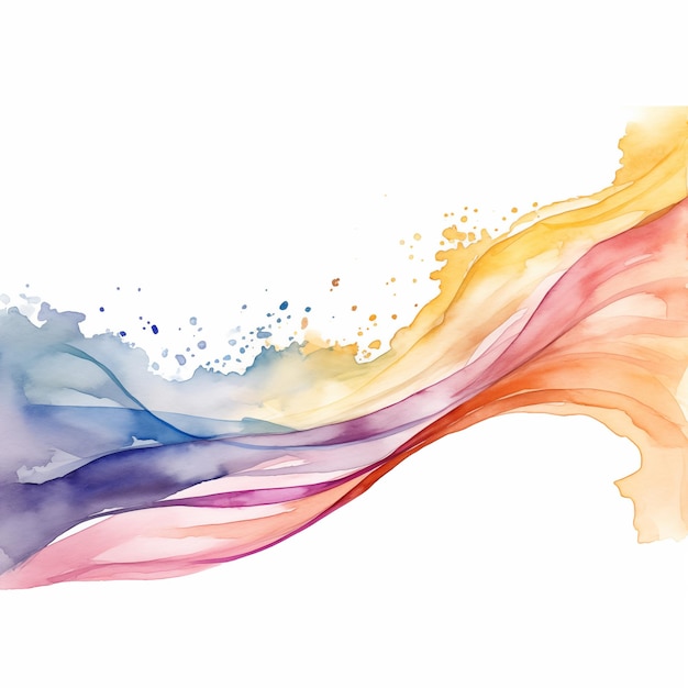 Vibrant Abstract Watercolor Waves with Gradient Hues and Artistic Splashes