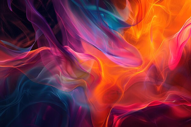 Vibrant abstract waves in a fluid colorful blend on a digital canvas