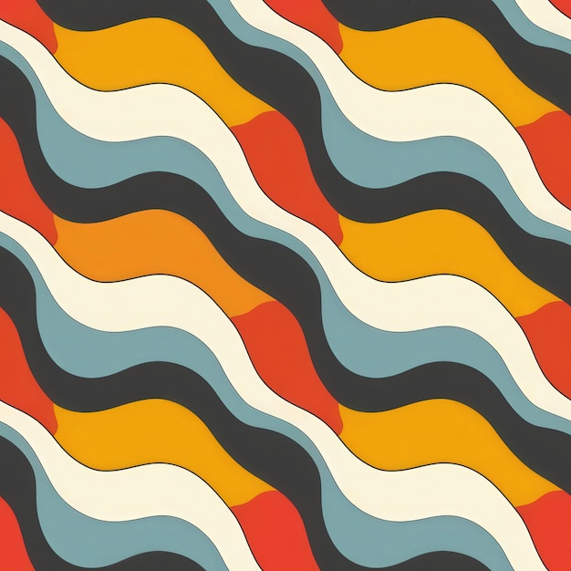 Vibrant Abstract Waves Retro Modernist Pattern Design