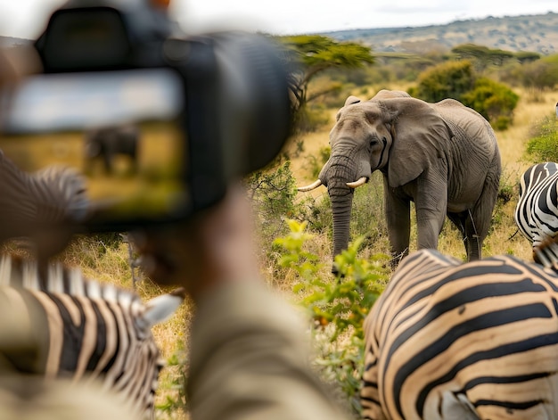 Photo vibrant african eco safari adventure capturing diverse wildlife in stunning natural habitats