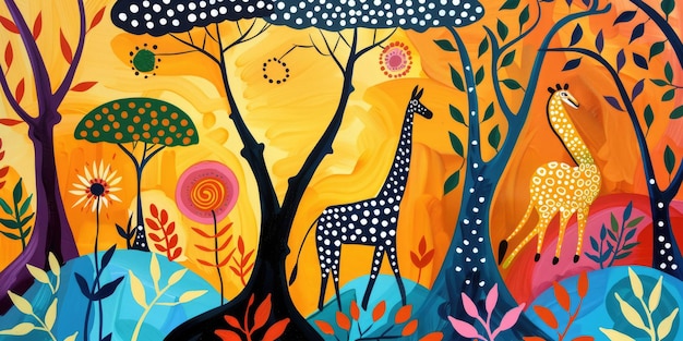 Vibrant African Safari with Wildlife and Abstract Elements Creative interpretations of the wild AIG62