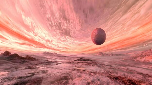 A vibrant alien landscape under a twomoon sky wideangle shot fantastical world building