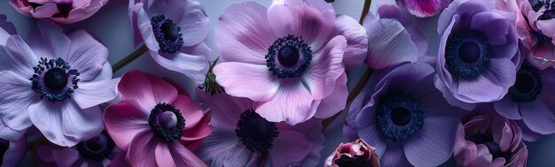 Vibrant Anemone Flowers Panoramic View