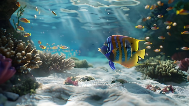 Vibrant Angelfish in a Coral Reef