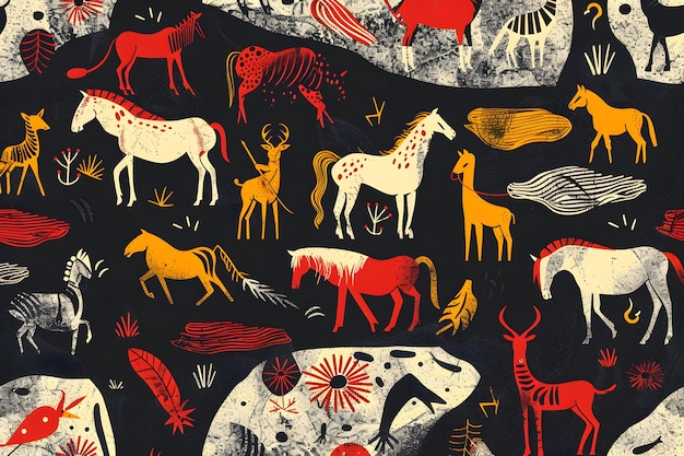 Photo vibrant animal patterns on a dark background