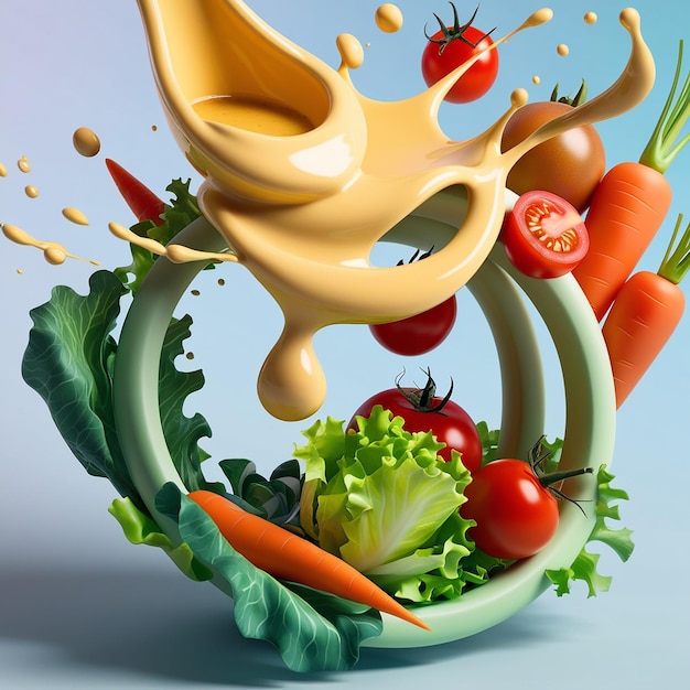 A vibrant and appetizing 3D illustration for a salad