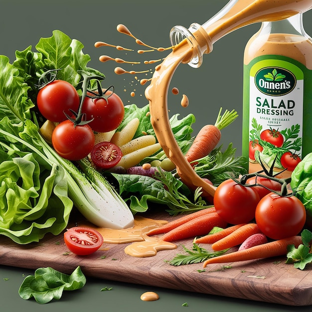 A vibrant and appetizing 3D illustration for a salad