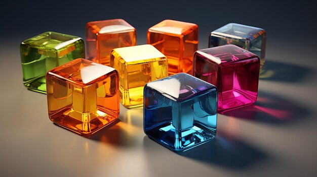 A vibrant arrangement of colorful cubes on a table