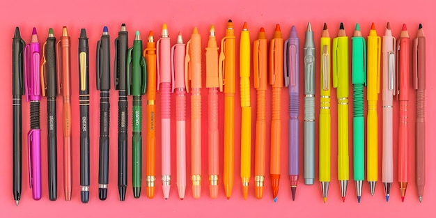 Vibrant array of pens and pencils