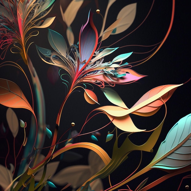 Vibrant art background Digital generated wallpaper design with flowers