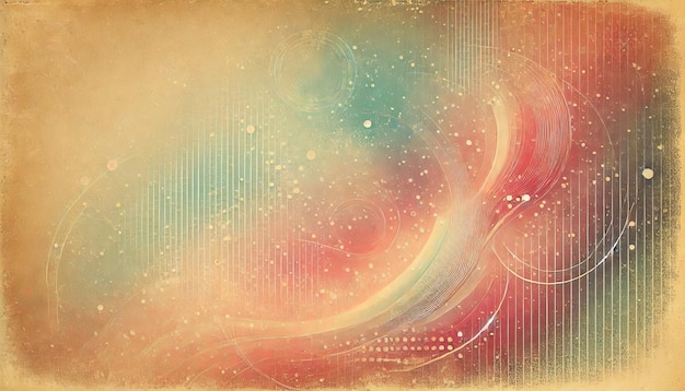 Photo a vibrant and artistic abstract background with a retro feel featuring swirling patterns dotted textures and faded colors blending seamlessly