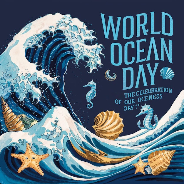 A vibrant and artistic illustration celebrating world oceans day