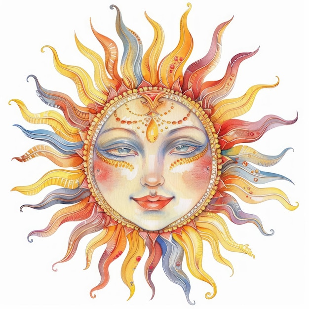 Vibrant artistic sun illustration