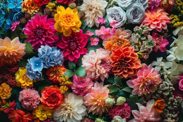 Vibrant assortment of artificial flowers