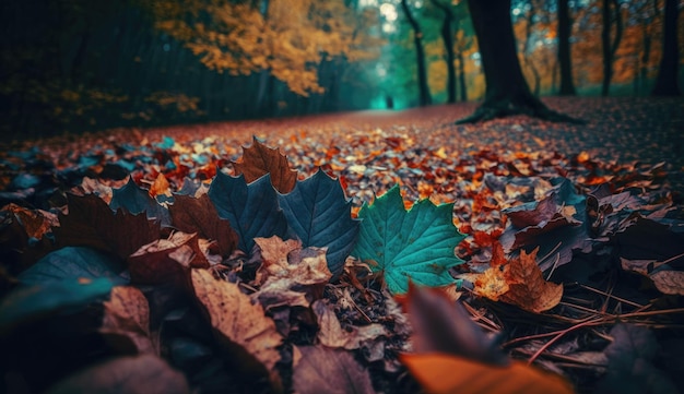 Vibrant Autumn Foliage Blanketing Forest Floor