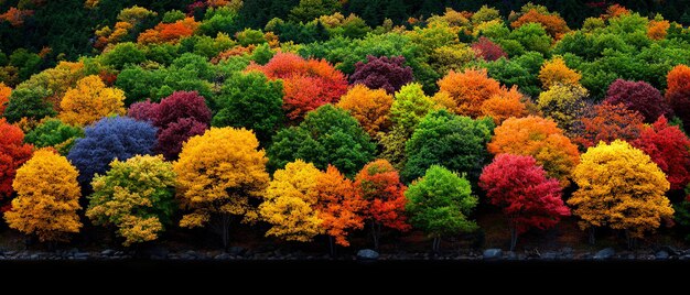 Photo vibrant autumn foliage in vivid colors