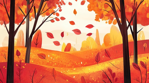 Photo vibrant autumn landscape illustrations for seasonal projects