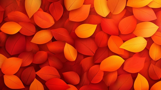 Photo vibrant autumn leaves arranged in a beautiful pattern showcasing shades of orange and red