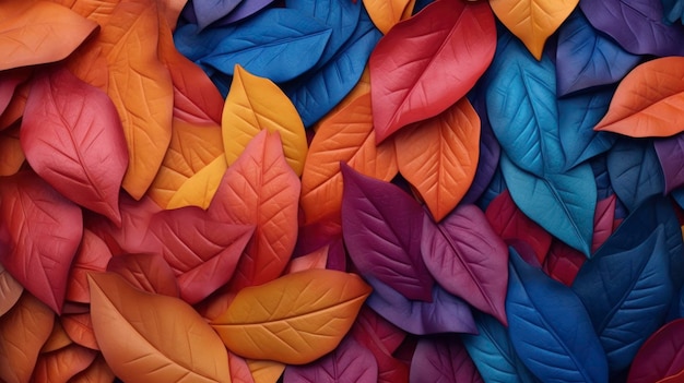 Vibrant autumn leaves create natural gradient Created with Generative AI technology