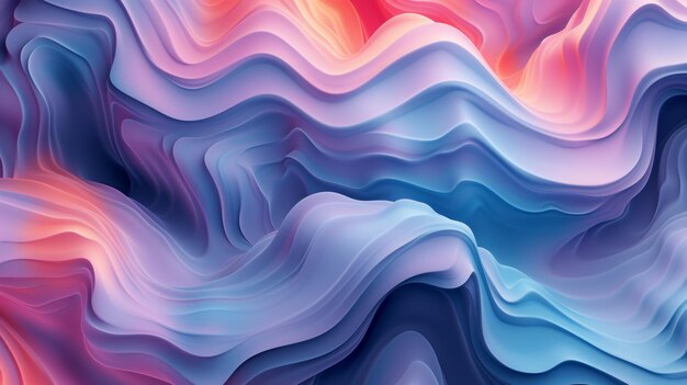 Vibrant background of abstract waves combining soft pastel colors in flowing pattern