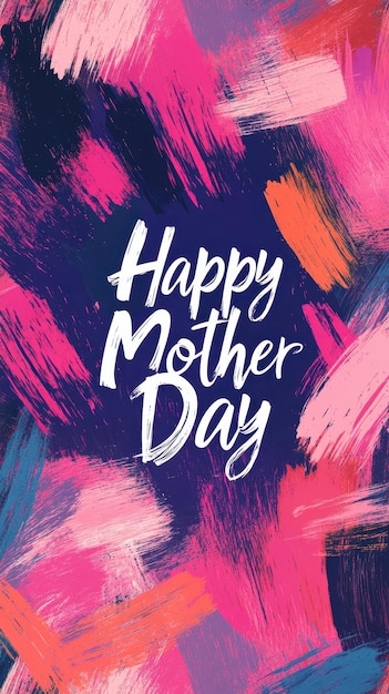 A vibrant banner features abstract brush strokes in pink and purple for Mothers Day celebration