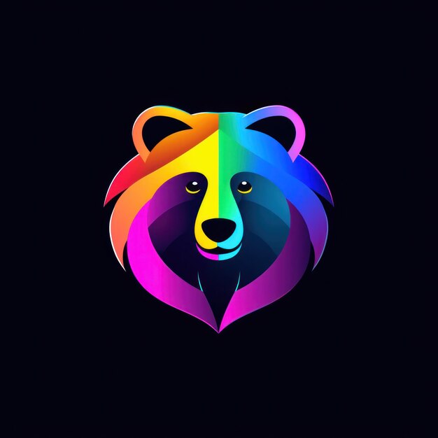 Photo vibrant bear logo with neon colors displayed