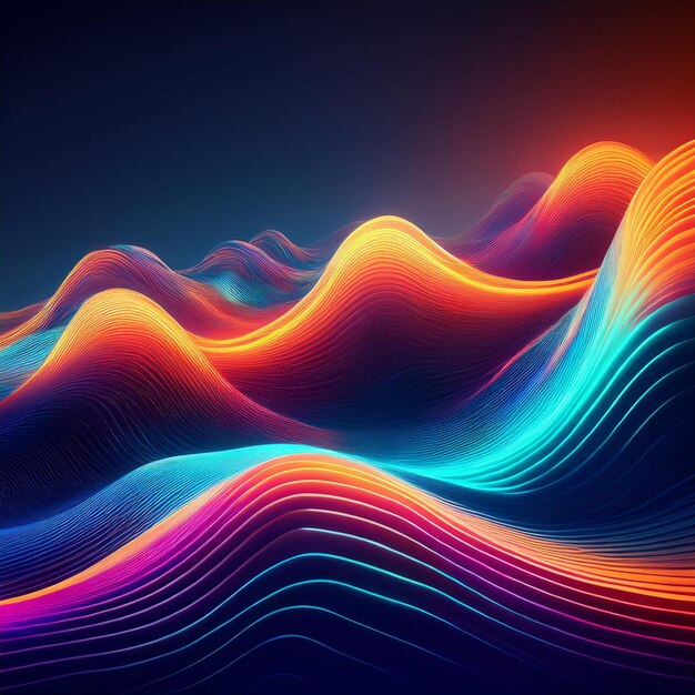 Vibrant Big Neon Wave Background Dynamic and Futuristic Visual Design