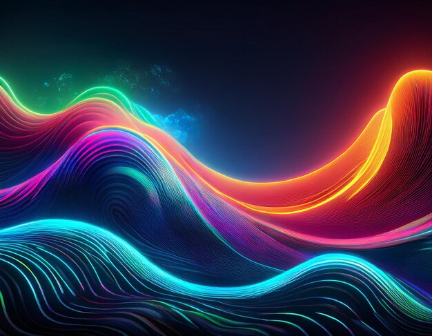 Photo vibrant big neon wave background dynamic and futuristic visual design