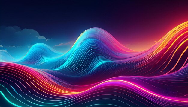 Vibrant Big Neon Wave Background Dynamic and Futuristic Visual Design