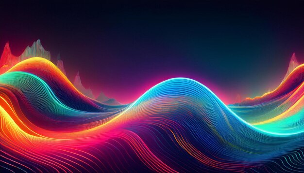 Vibrant Big Neon Wave Background Dynamic and Futuristic Visual Design