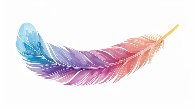 Vibrant bird feather art in vivid watercolor hues