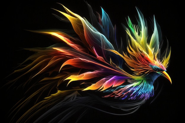 Vibrant Bird of Paradise on Black Background