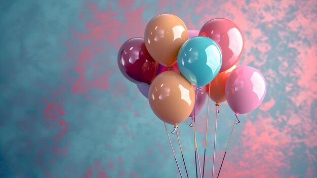 Vibrant Birthday Balloons Bouquet Festive HighResolution Image Capturing the Cheerful Celebration