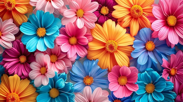 Vibrant Blooms Colorful Big Flowers Background