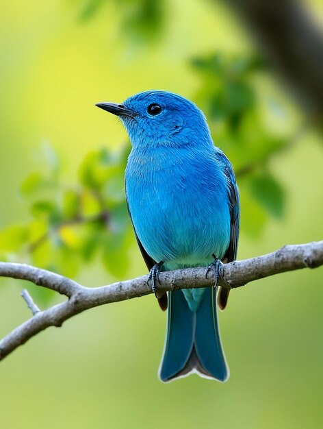 Vibrant Blue Bird Perched on Branch in Natural Habitat