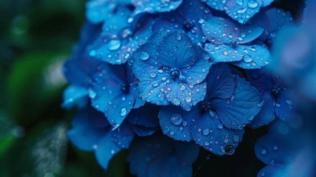 Vibrant blue flower petals with water droplets