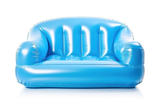 A Vibrant Blue Inflatable Couch Ready for Relaxation on White or PNG Transparent Background