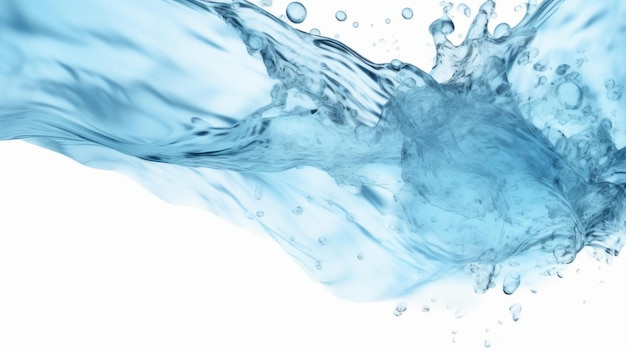 A vibrant blue liquid splashing and dispersing in water