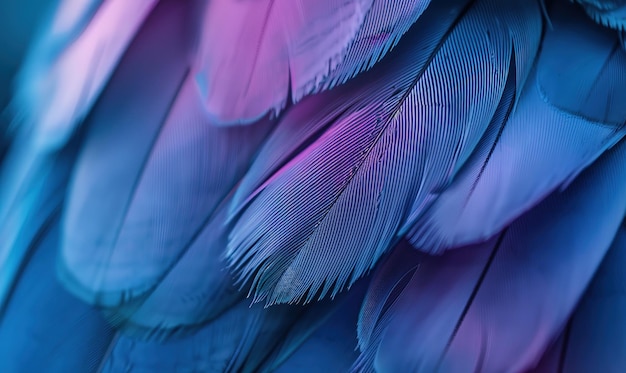 Photo vibrant blue and purple feathers