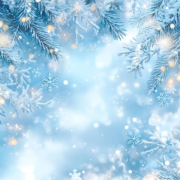 Vibrant Blue Snowflakes on Glowy White Christmas Background