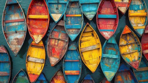 Photo vibrant boats in turquoise waters