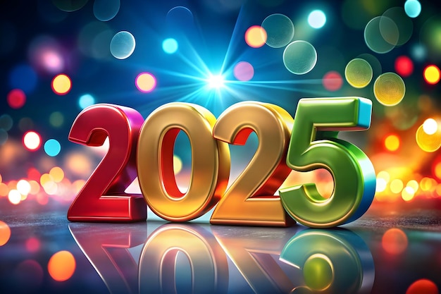 Vibrant Bokeh Celebration Lights Background Glowing Colors Symbolizing Joy for New Year 2025 Perf