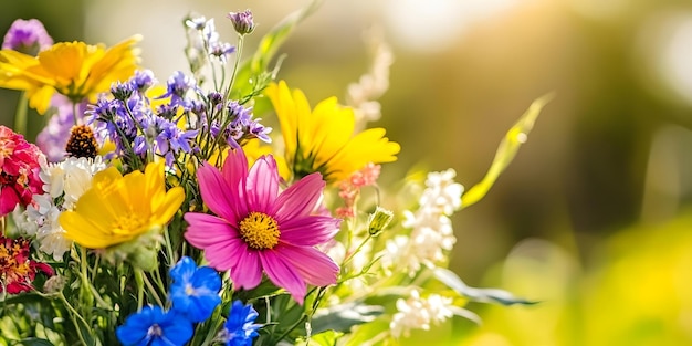 Photo vibrant bouquet of assorted wildflowers