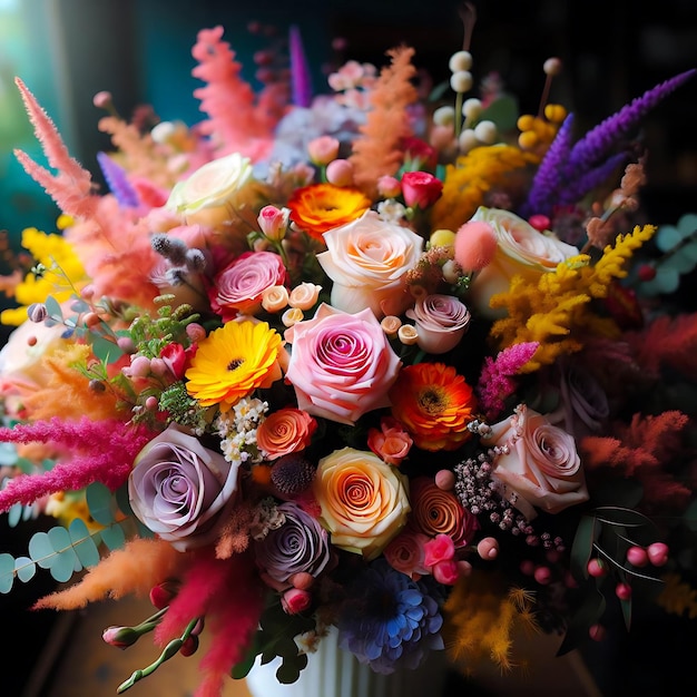 A Vibrant Bouquet in a Beautiful Vase Adorns Your Table