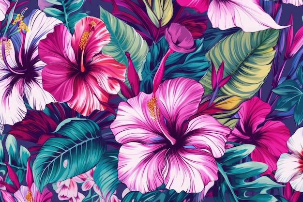 Vibrant bouquet of colorful flowers set against a rich purple background Generative AI