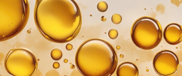 Vibrant Brown and Yellow Soap Bubbles in Paint Abstract Design