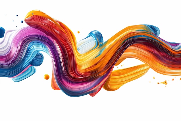 Photo vibrant brushstroke waves colorful ribbon paint strokes creating an abstract splash background