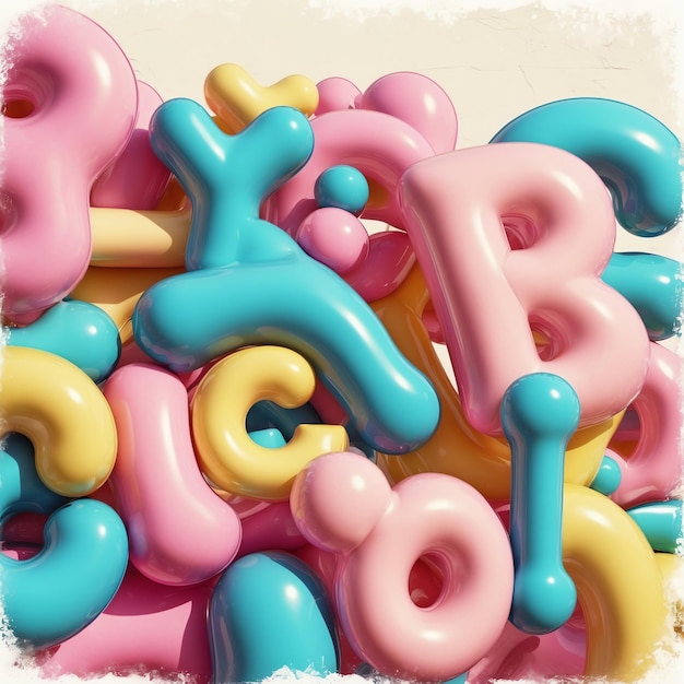 Photo vibrant bubble letters alphabet set