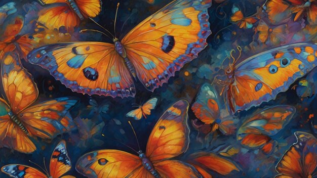 Photo vibrant butterflies on abstract background