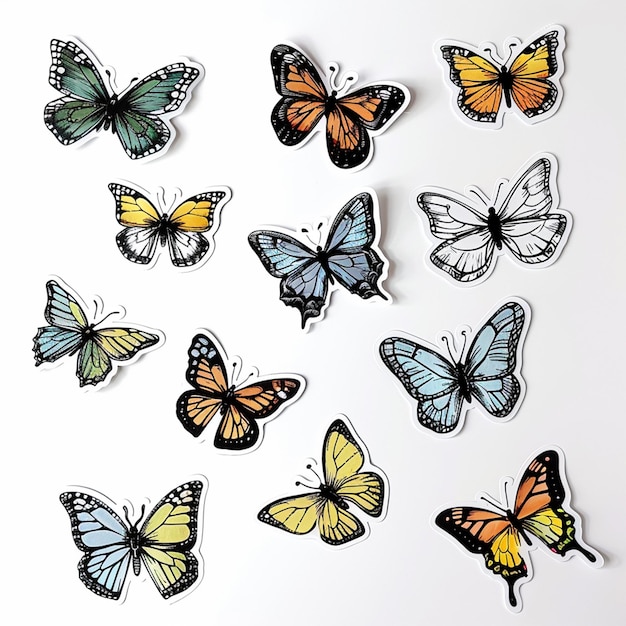 Vibrant butterfly stickers featuring colorful designs for decorating and personalizing items